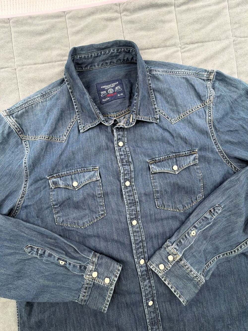 American Eagle Outfitters Denim Western Shirt Size XL Blue Cotton